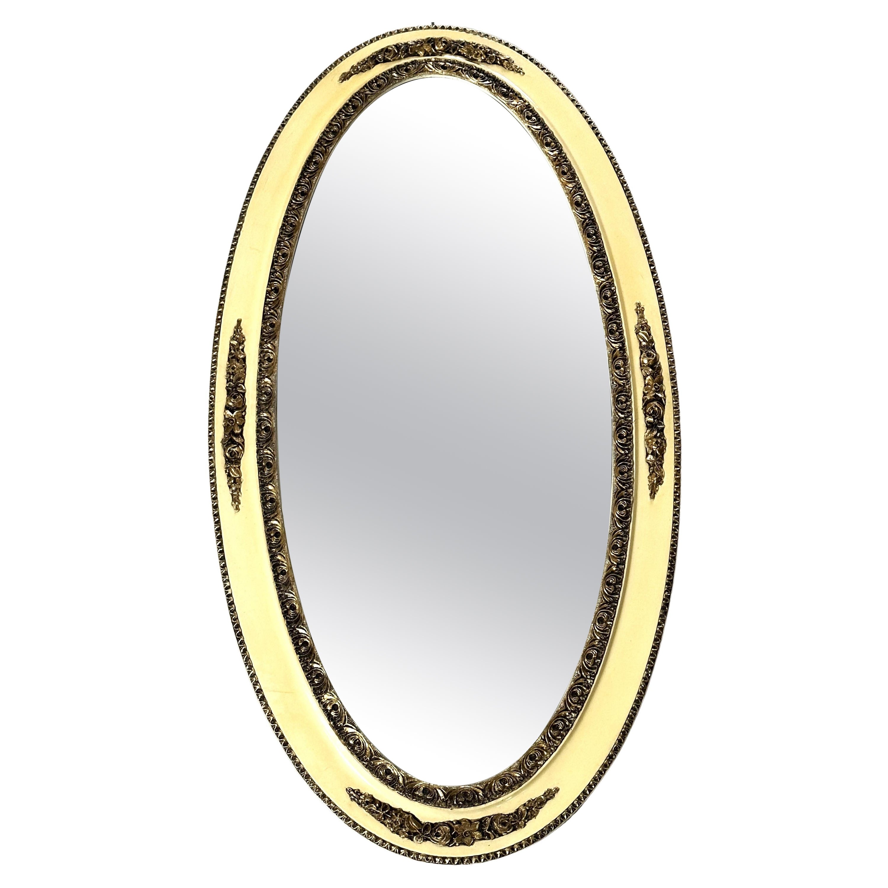 Art Deco Oval Wall Mirror Gilt Wood, France 1935