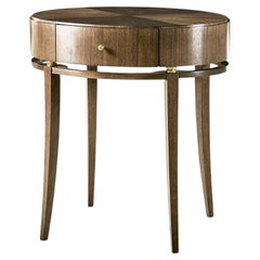 Art Deco Oval Walnut Bedside Table