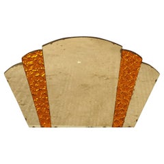 Art déco-Wandspiegel über Kaminsims-Fächer mit dekorativen Bernsteinglas-Paneelen, 1930er Jahre