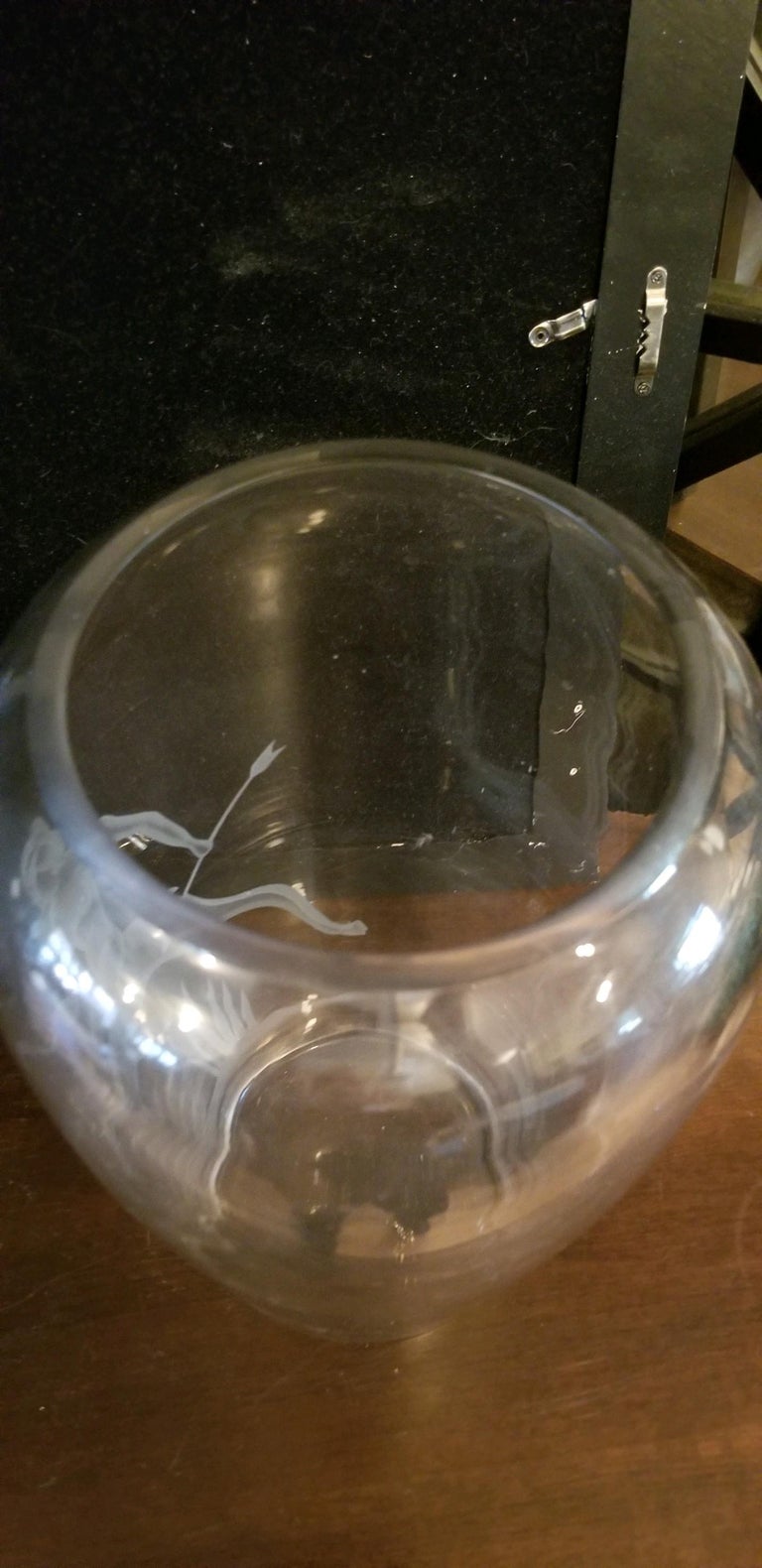 Art Deco Oversized Etched Glass Vase For Sale at 1stDibs