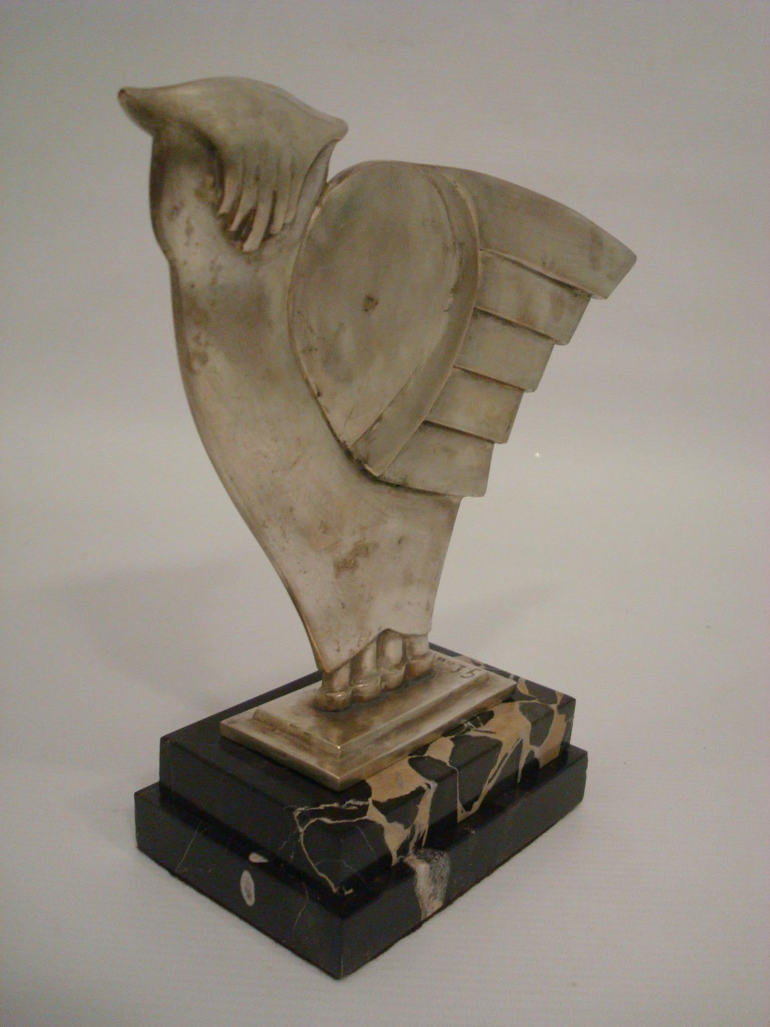 Sculpture de hibou Art déco en bronze argenté, G.H. Laurent, France, 1930 4