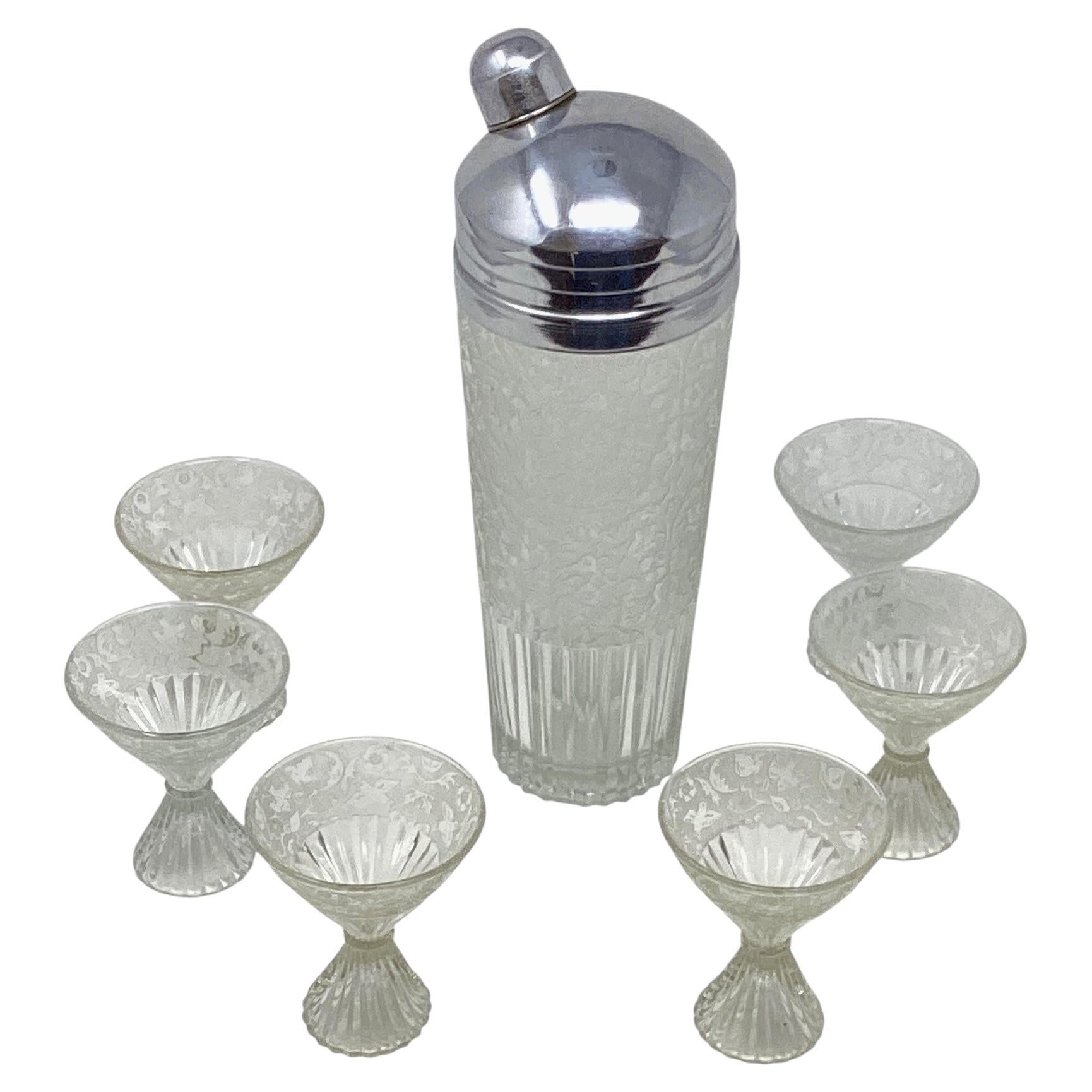 Set da cocktail inciso Art Deco Paden Spring Orchard