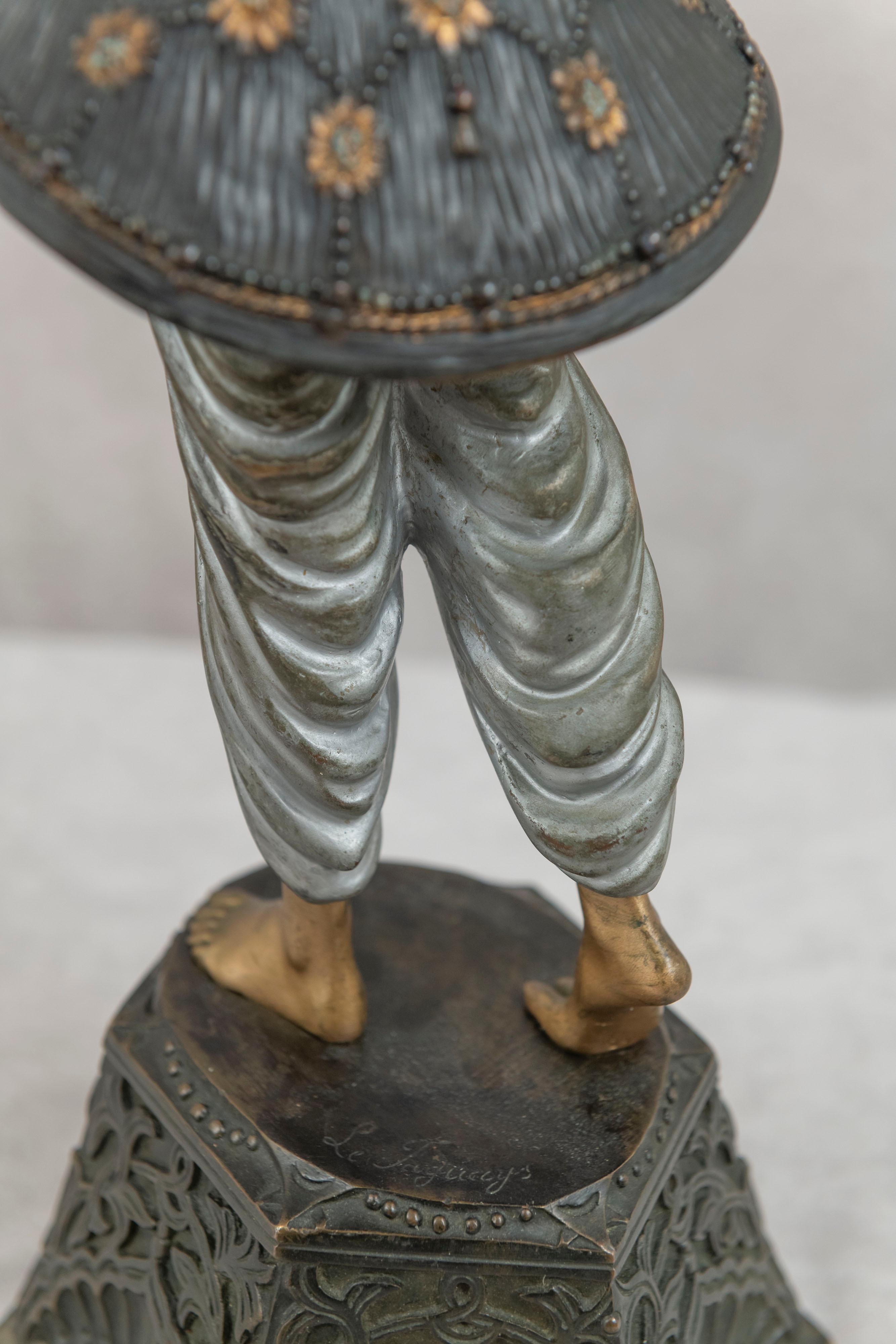 Art Deco Painted Bronze Harem Dancer by Pierre Le Faguays, French, ca. 1925 For Sale 4