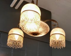 Art Deco Painted Glass Beaded Centre Light