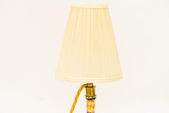 Art Deco painted glass table lamp with fabric shade vienna around 1920s