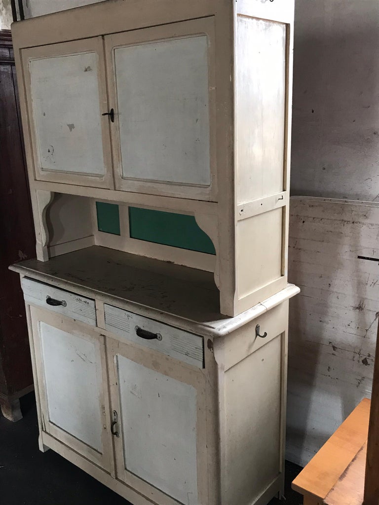 Art Deco Painted Large Vintage Kitchen Dresser For Sale at 1stDibs