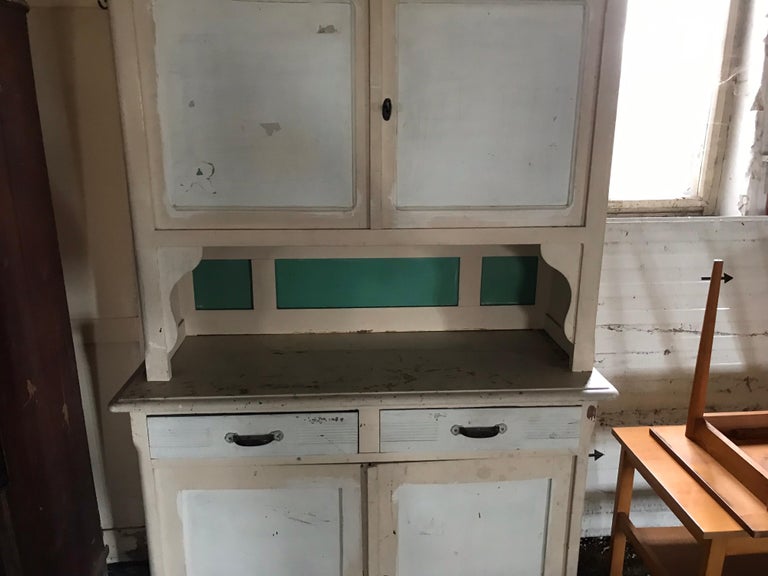 Art Deco Painted Large Vintage Kitchen Dresser For Sale at 1stDibs