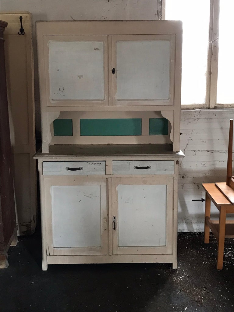 Art Deco Painted Large Vintage Kitchen Dresser For Sale at 1stDibs