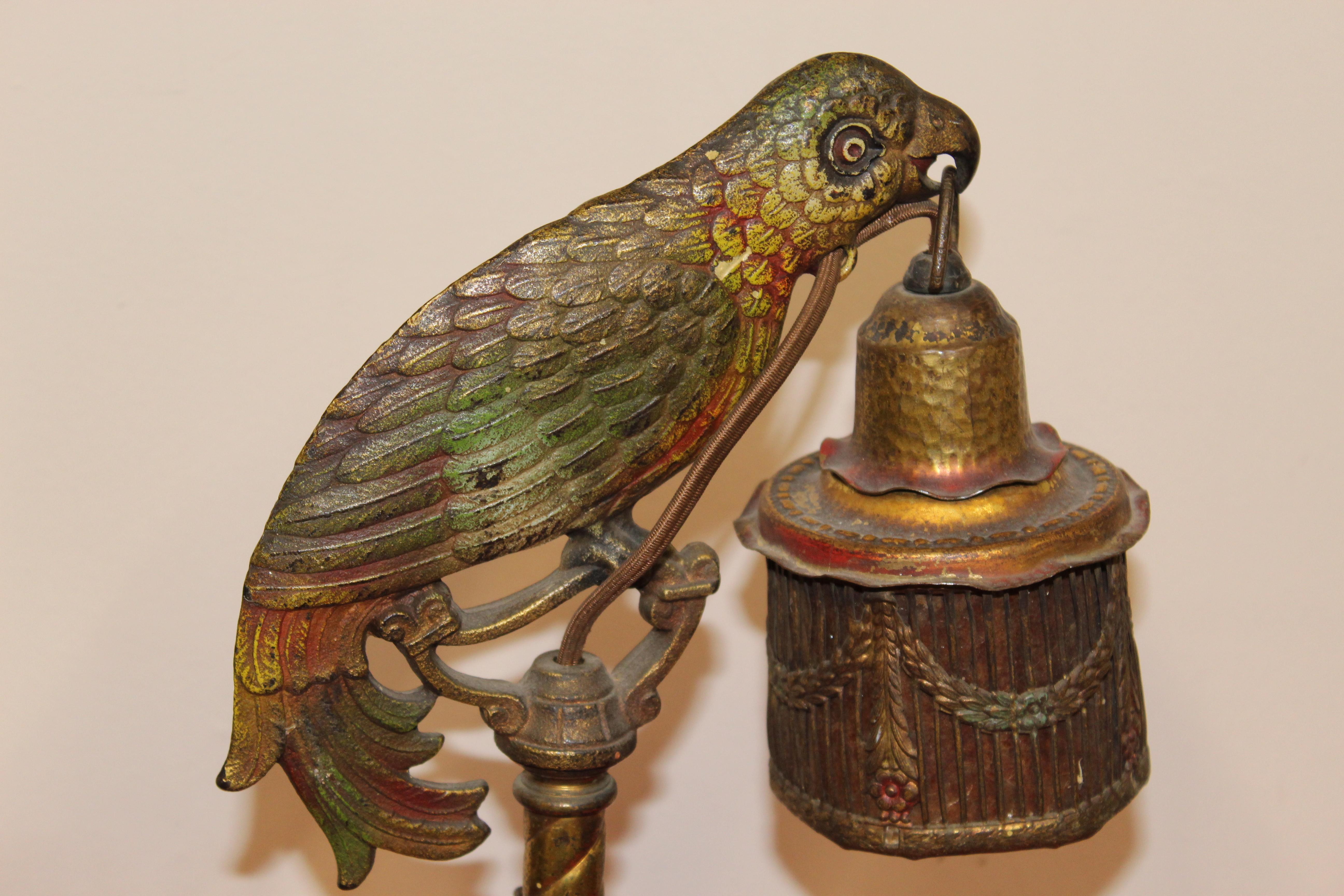 Art Deco Painted Parrot Lamps, circa 1920s For Sale 8