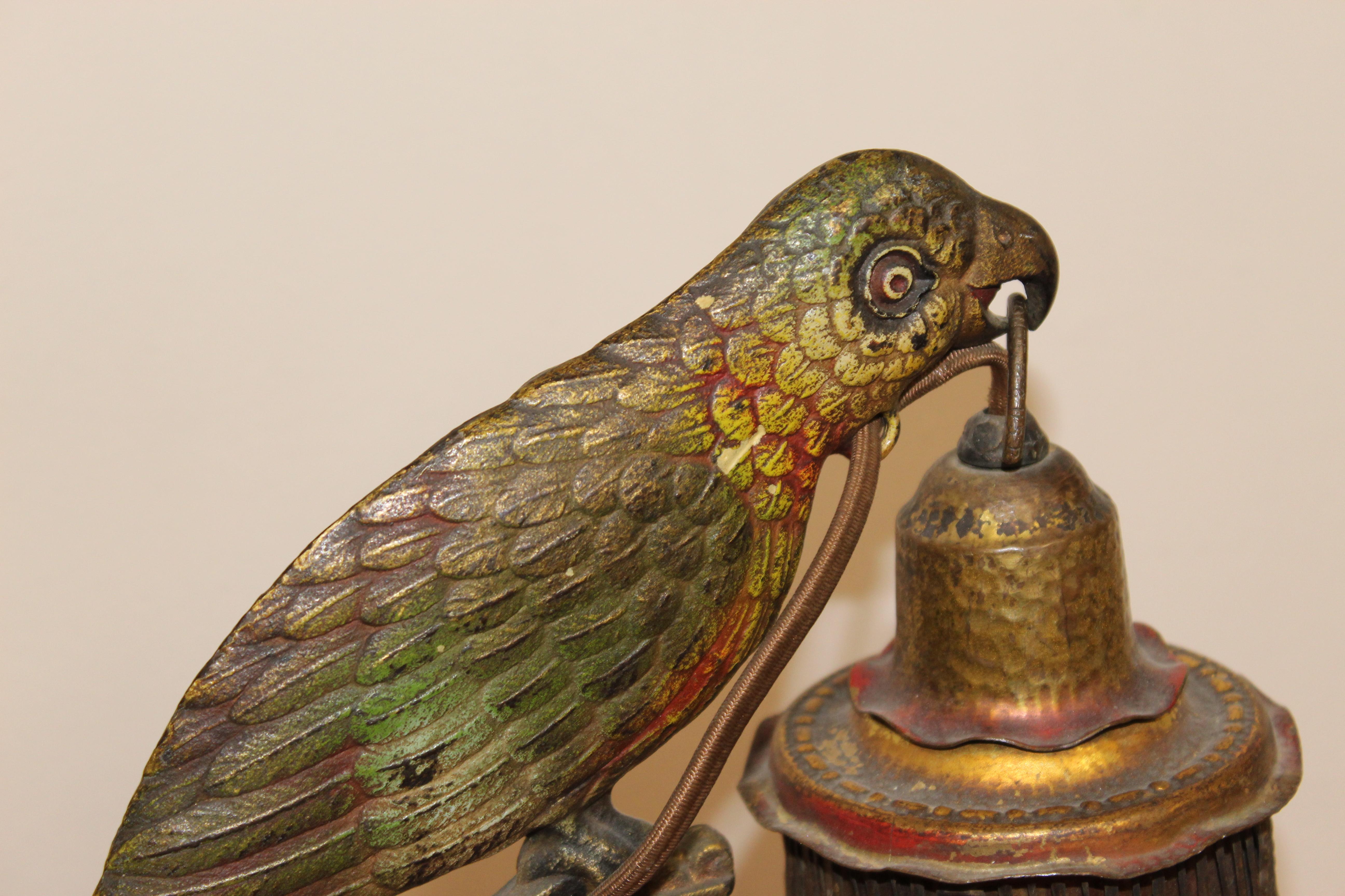 Art Deco Painted Parrot Lamps, circa 1920s For Sale 11