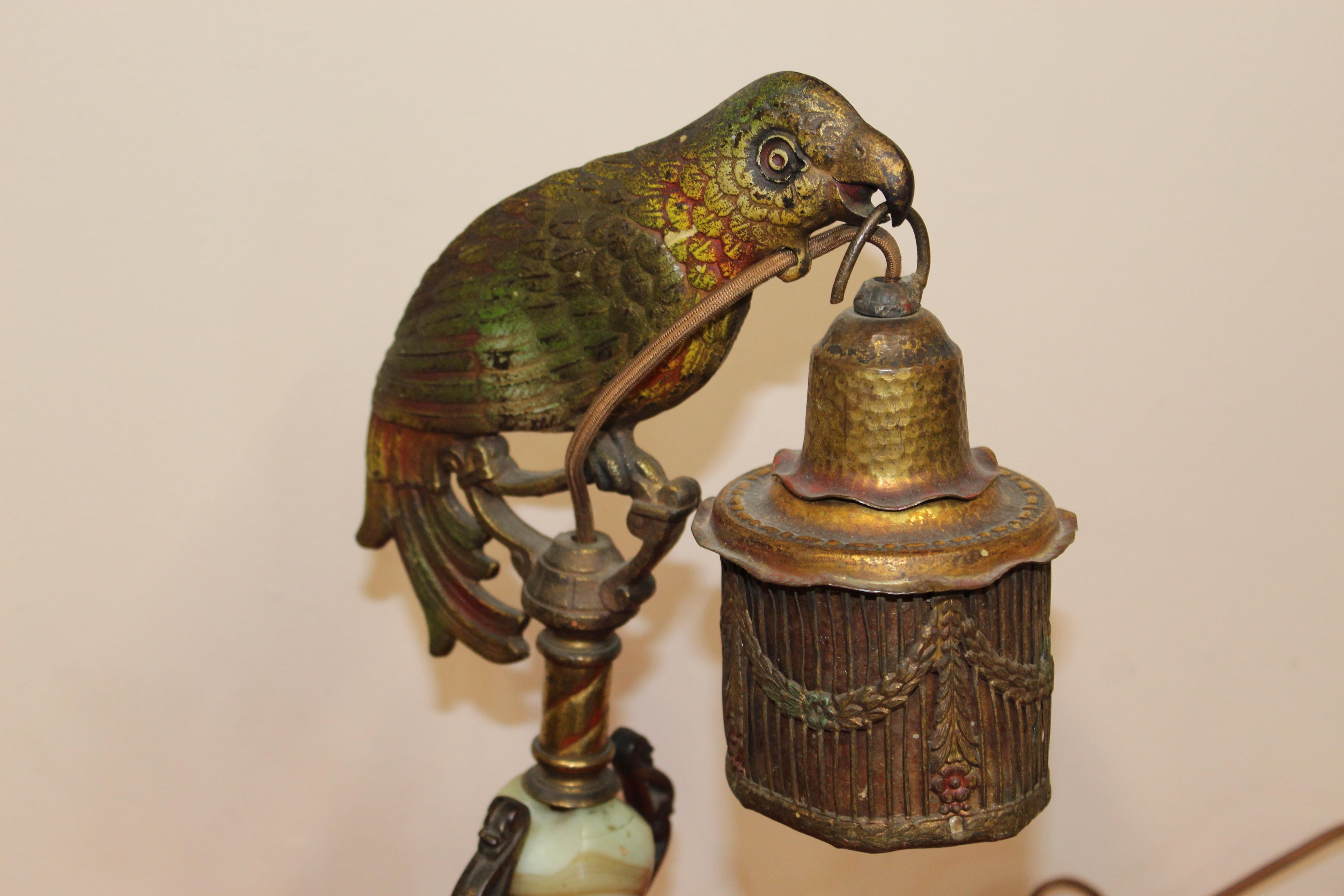Art Deco Painted Parrot Lamps, circa 1920s For Sale 12