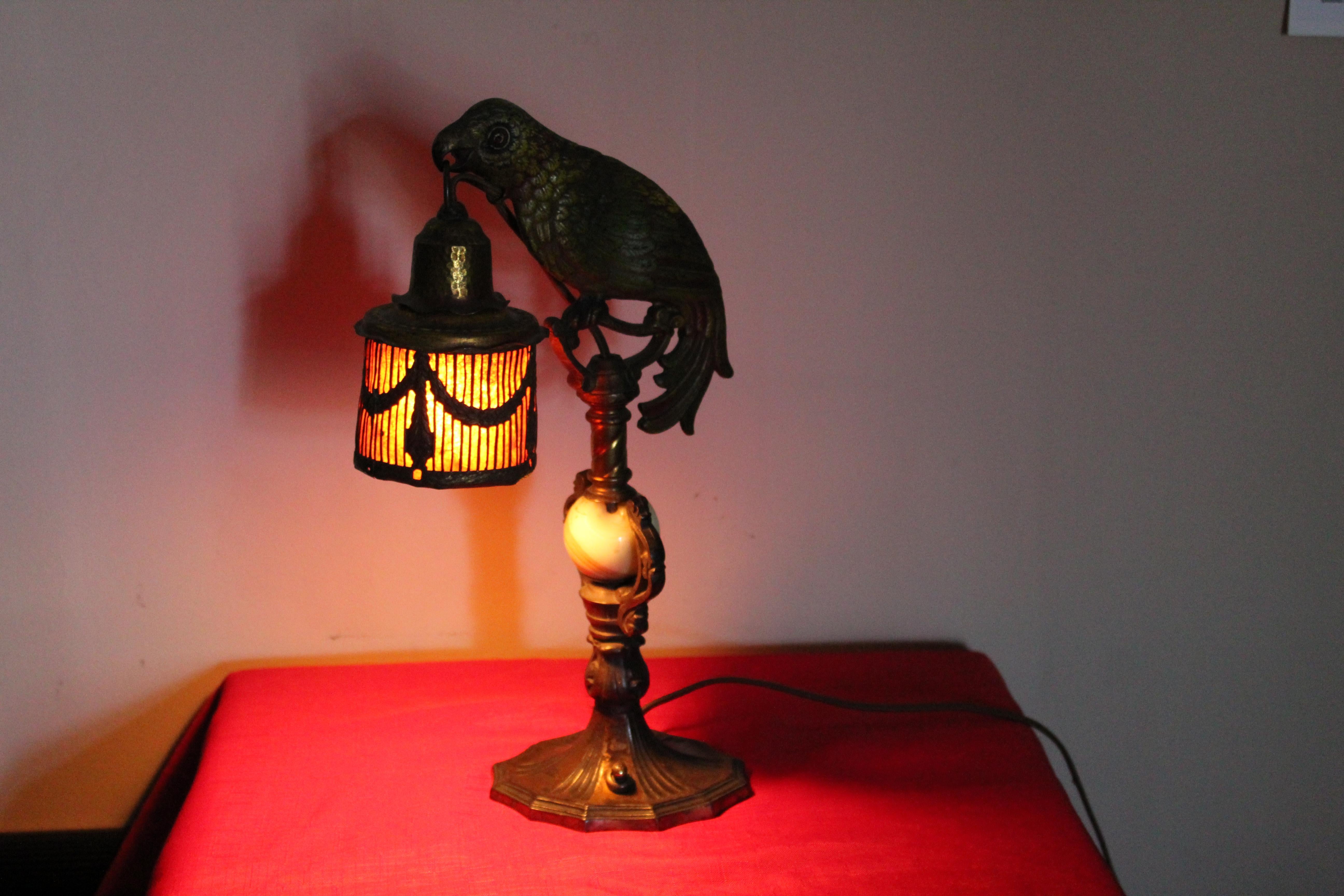 Art Deco Painted Parrot Lamps, circa 1920s For Sale 14