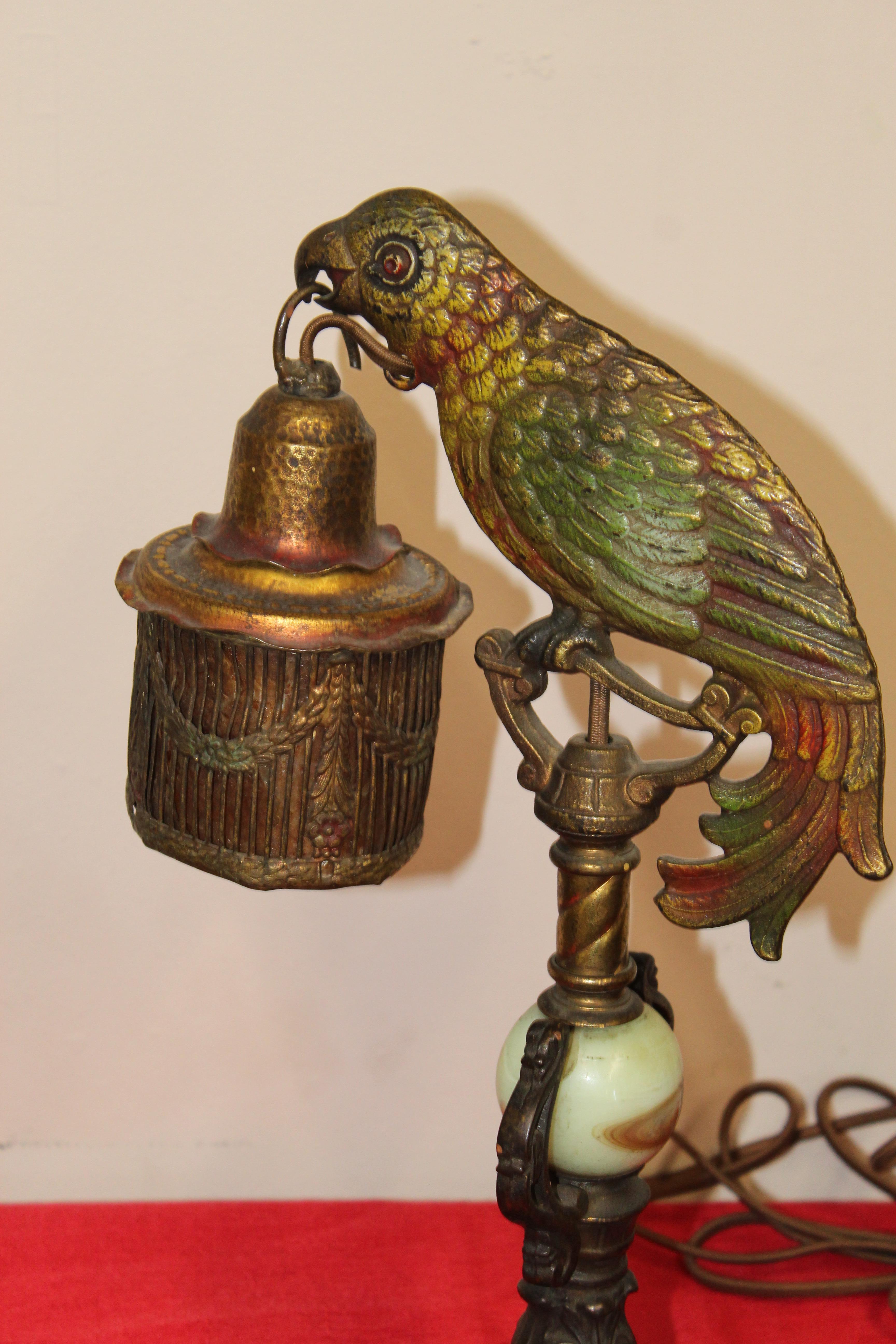 Art Deco Painted Parrot Lamps, circa 1920s For Sale 3