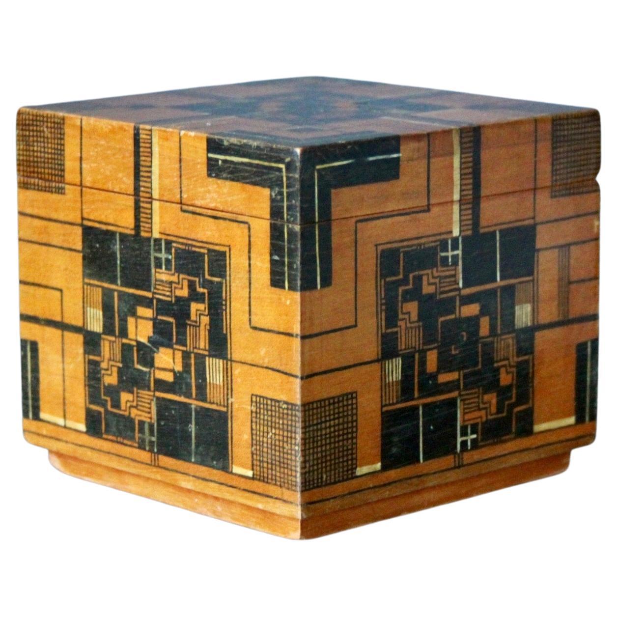 Art Deco Painted Wood Box For Sale