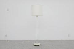1940s Art Deco Ivory Painted Wood Floor Lamp with Linen Shade