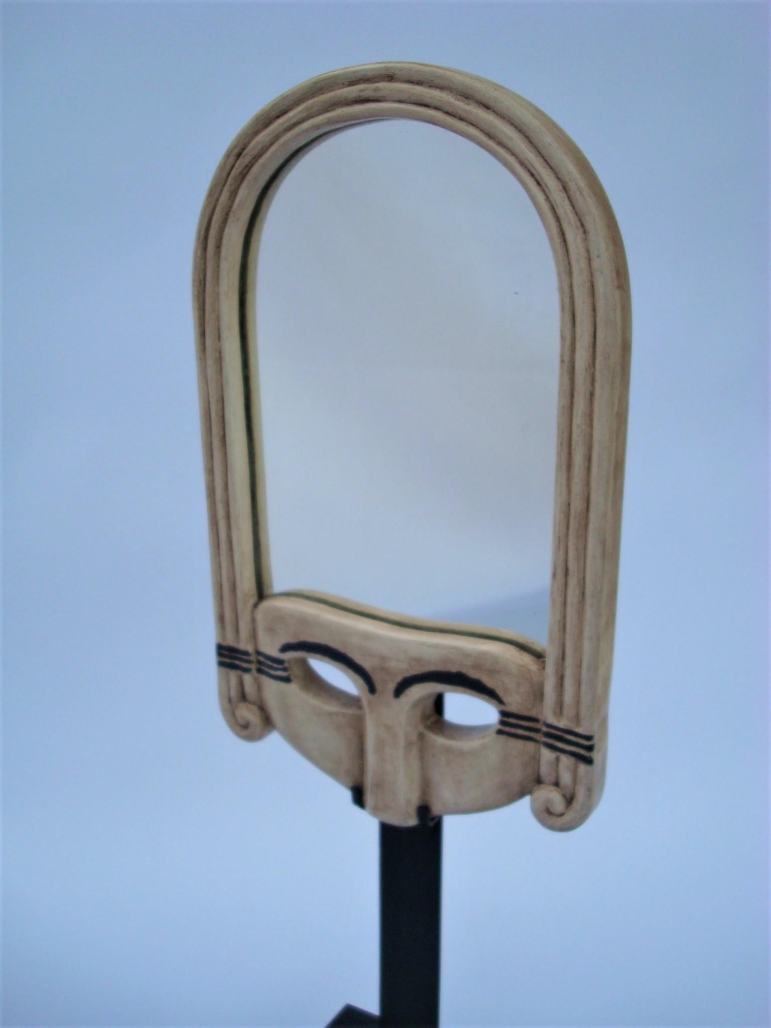 French Art Deco Painted Wood Mirror by Albert Binquet, ca 1921 For Sale