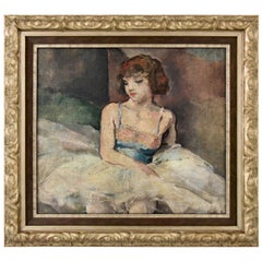 Vintage Art Deco Painting Ballerina Girl Pierre Ernest Kohl Dated 1935 France