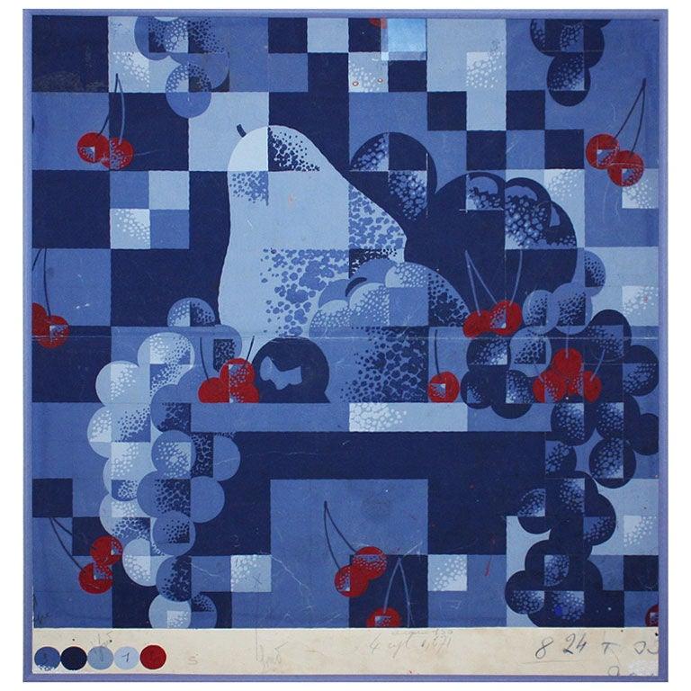 Art Deco Painting By H.Stephany / Ruhlmann "Fruits", c.1933 For Sale at