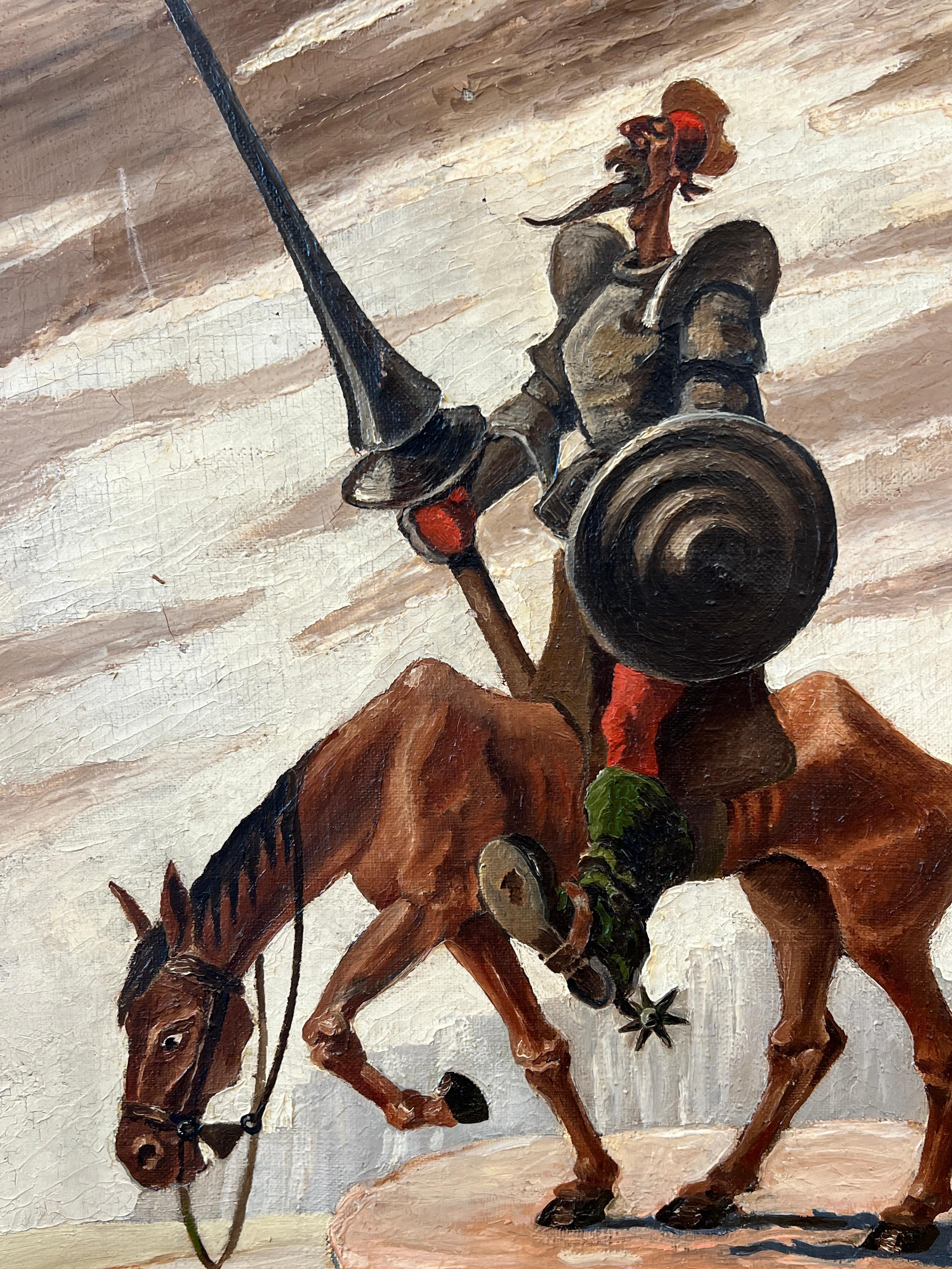 Art déco-Gemälde „Don Quixote de la Mancha“ von Roland Paris, Art déco im Zustand „Gut“ im Angebot in Miami, FL