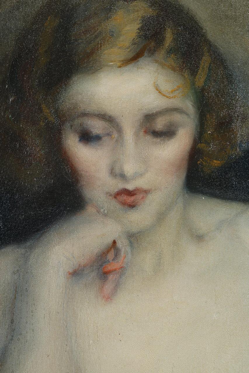 Français École française des années 1930, peinture Art déco « Femme nue » en vente