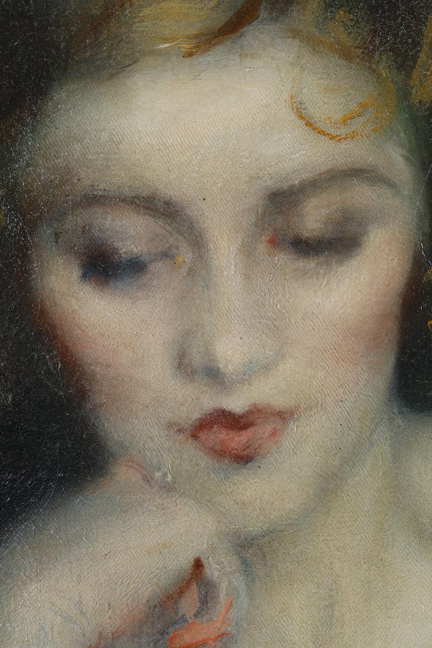 20ième siècle École française des années 1930, peinture Art déco « Femme nue » en vente