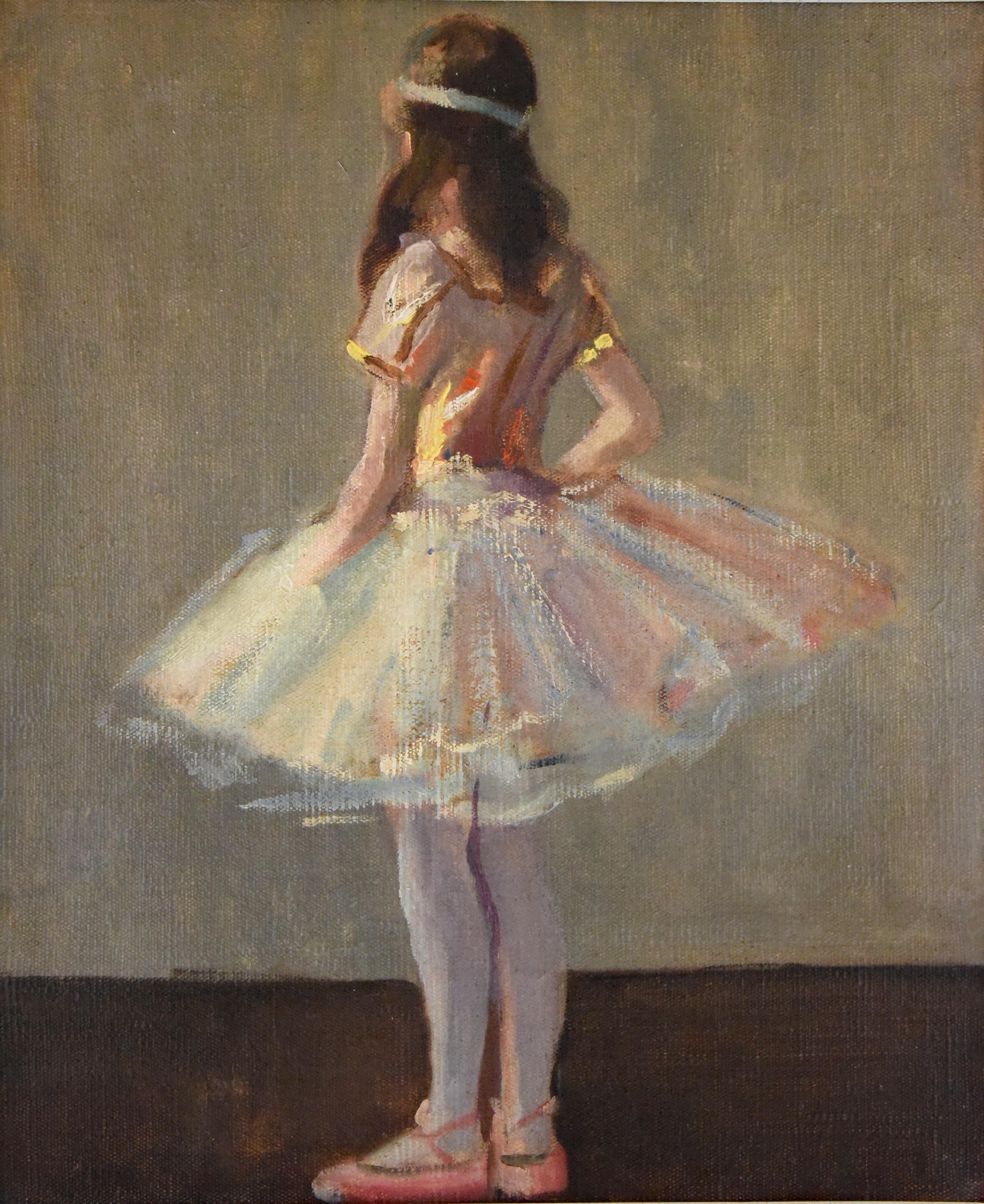 Art Deco painting of a ballerina girl. 
She is wearing a white and pink tutu.
France, circa 1930-1940. 

Size of the frame: 
H. 58 cm x L. 50.5 cm. 
H. 22.8 inch x L. 19.8 inch. 
Size of the work: 
H. 46 cm x L. 38.5 cm. 
H. 18 inch x L.