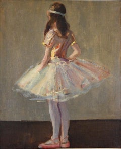 Art Deco Painting of a Ballerina Girl, France, 1940