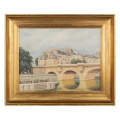 Art Deco Painting of the Pont Neuf, Paris