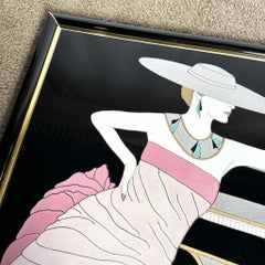 Art Deco Painting on Acrylic of Woman in Pink Dress by Fara Zareey