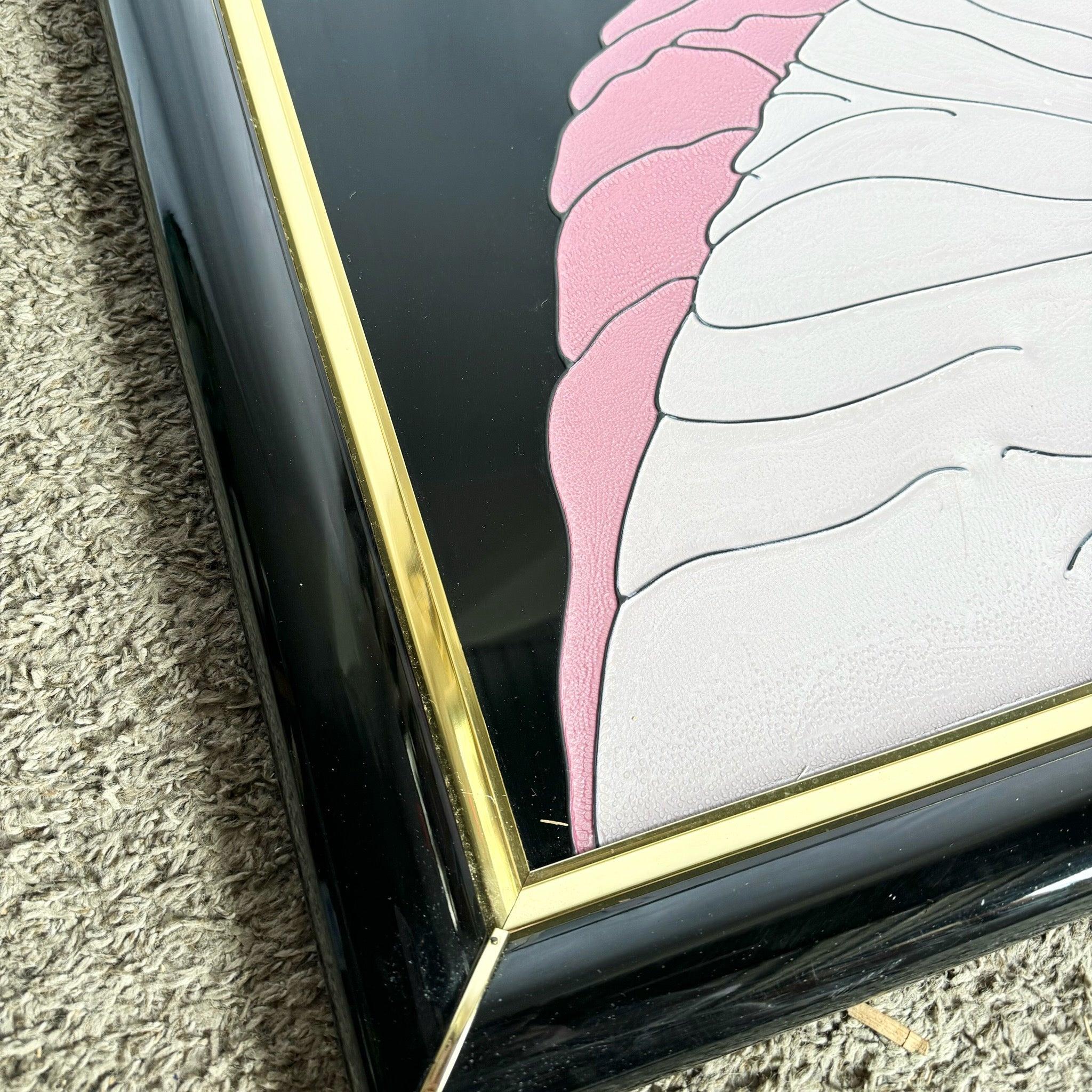 Art Deco Gemälde auf Acryl von Frau in rosa Kleid von Fara Zareey im Angebot 1