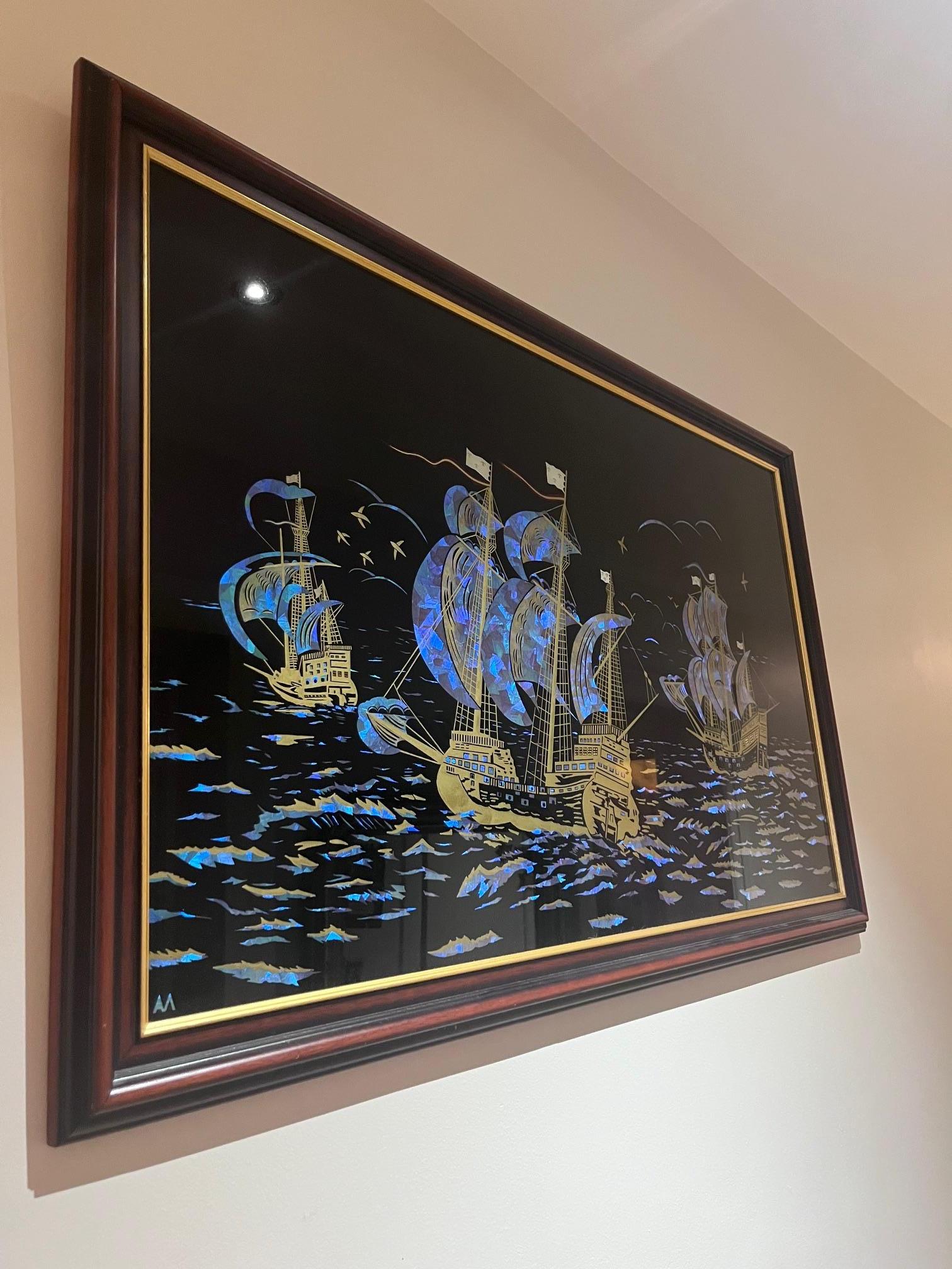 pintura art decó sobre cristal Art Decó en venta
