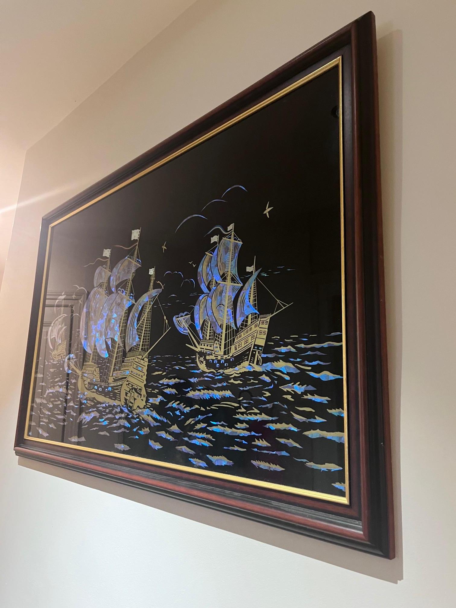 pintura art decó sobre cristal Francés en venta