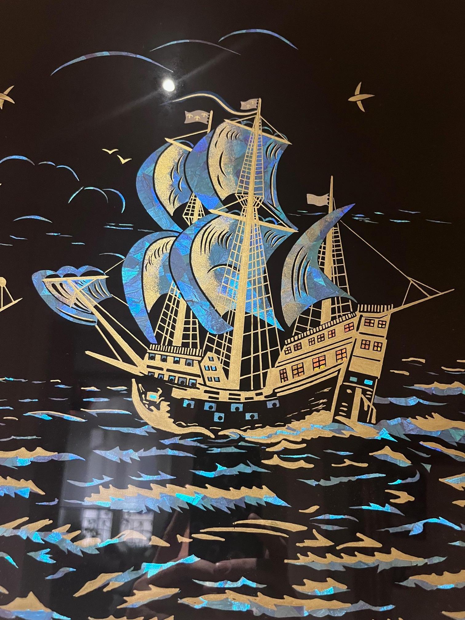 pintura art decó sobre cristal siglo XX en venta