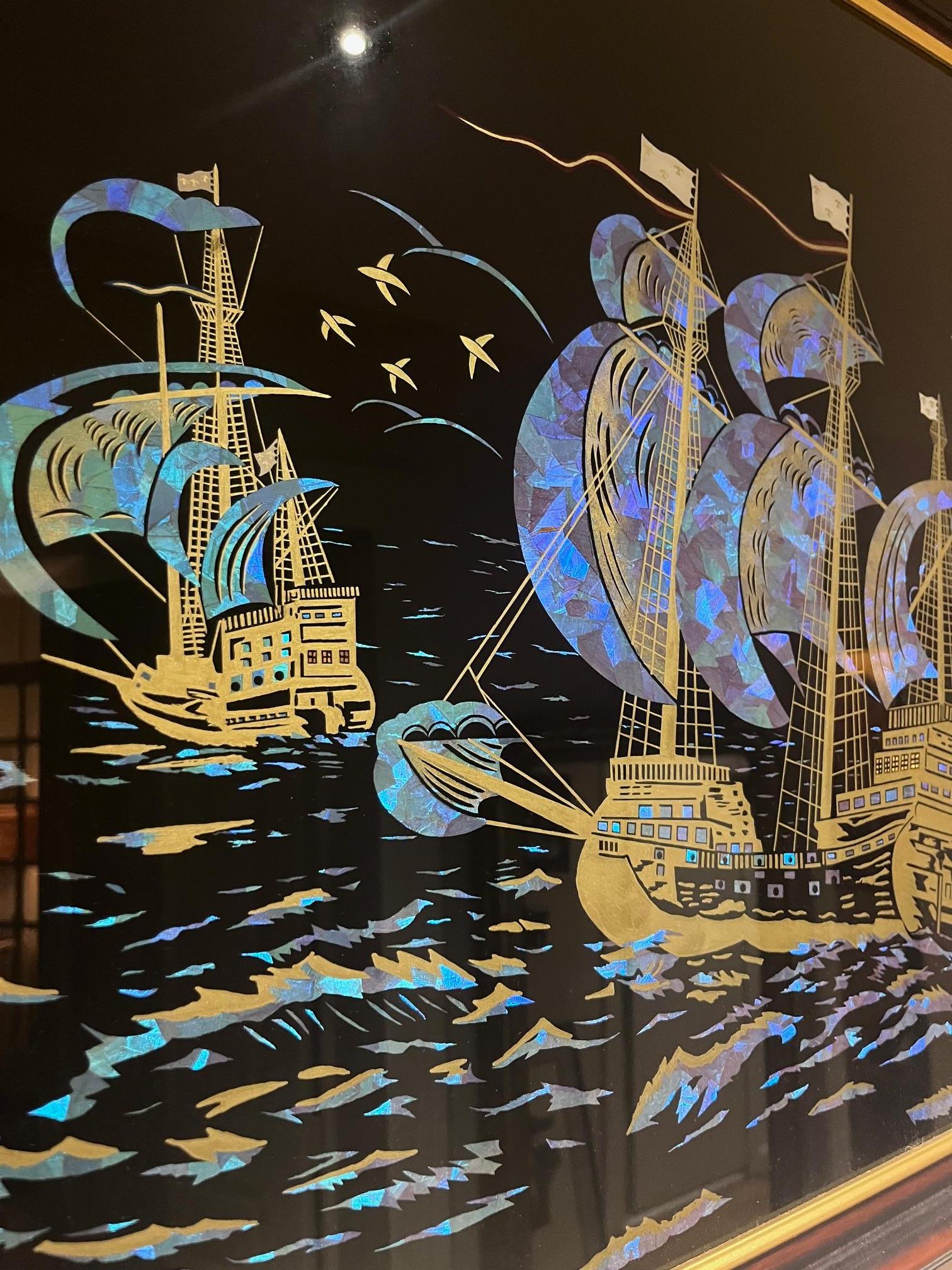 pintura art decó sobre cristal Vidrio en venta