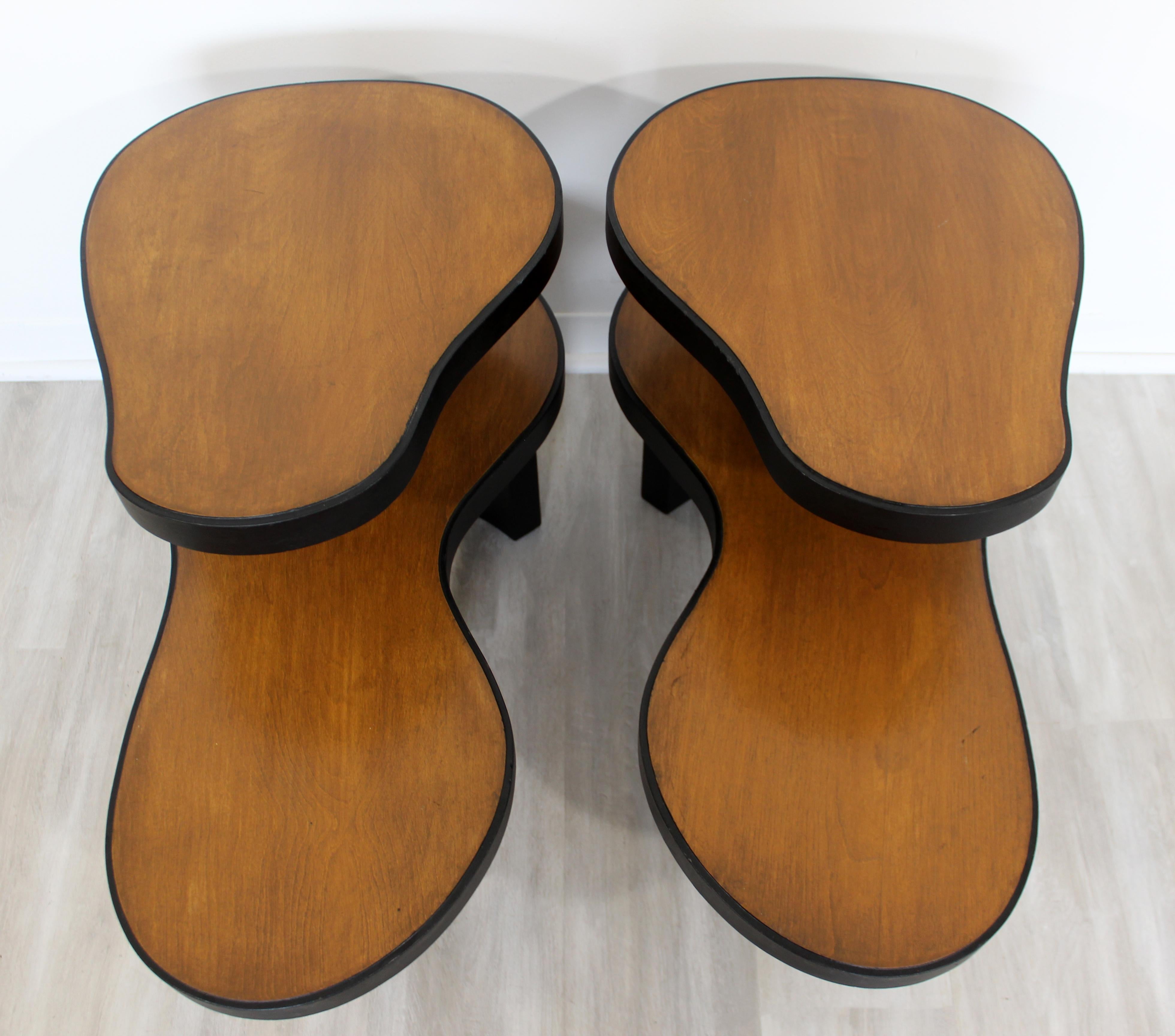 Art Deco Pair 2 Tier Kidney Amoeba Shaped Side End Tables 1940s Rhode Deskey Era 2