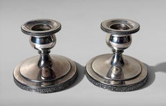 Coppia Art Deco di candelabri americani in argento "Dutchardt" di Bernard Rice