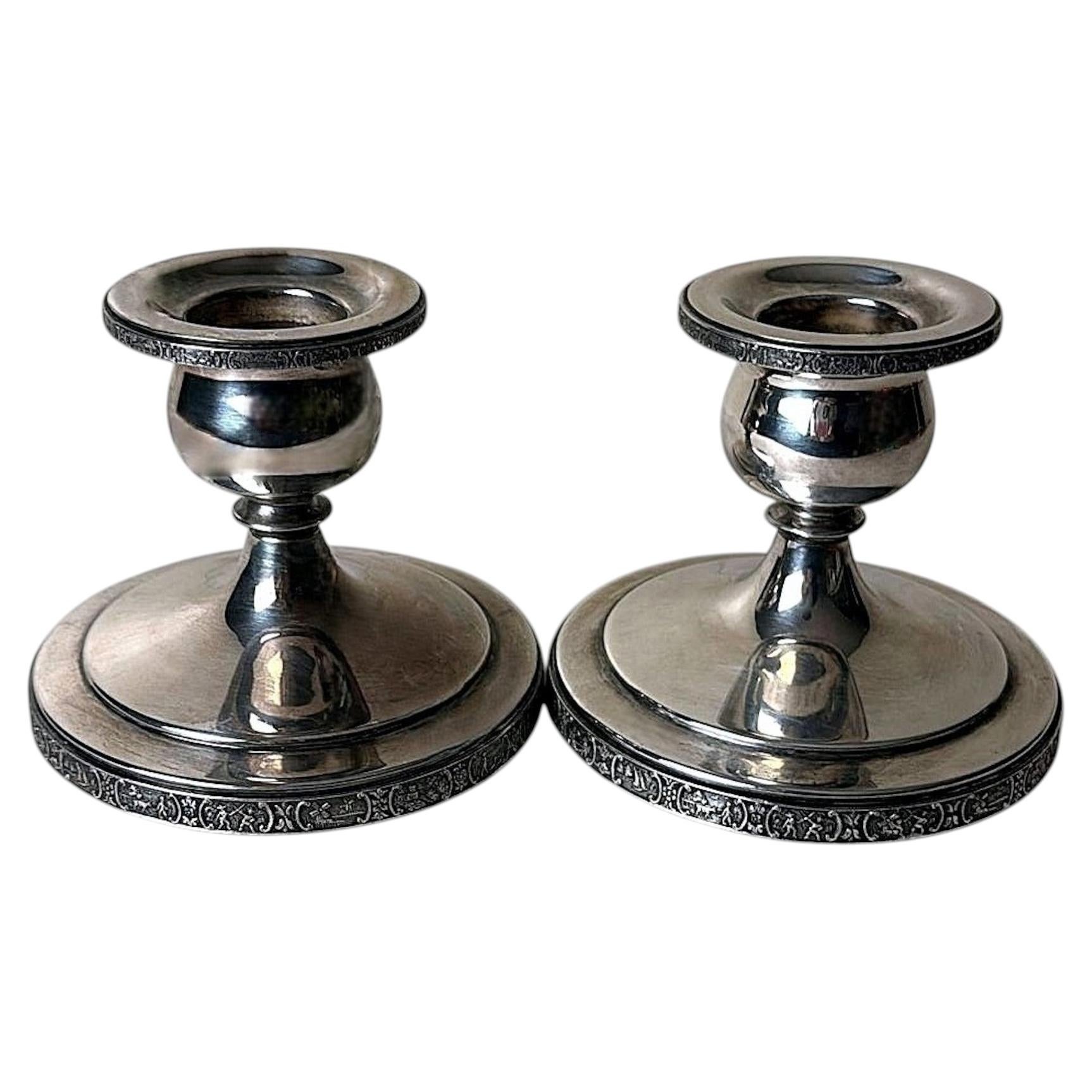 Art Deco Pair American Silver Plate “Dutchardt” Candlesticks By Bernard Rice For Sale