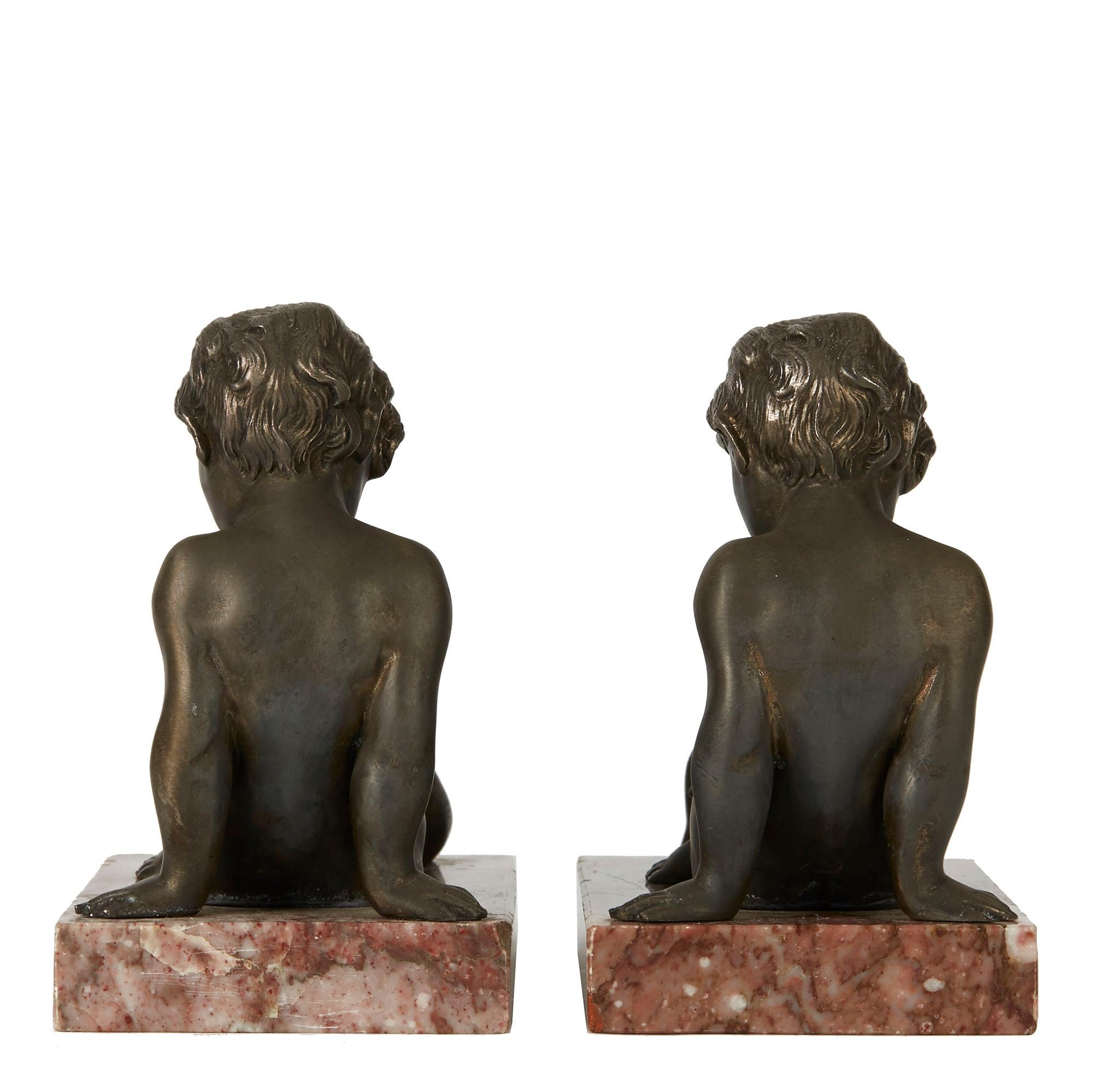 Art Deco Pair of Boy and Puppy Metal Bookends, 1930s In Good Condition In Bishop's Stortford, Hertfordshire