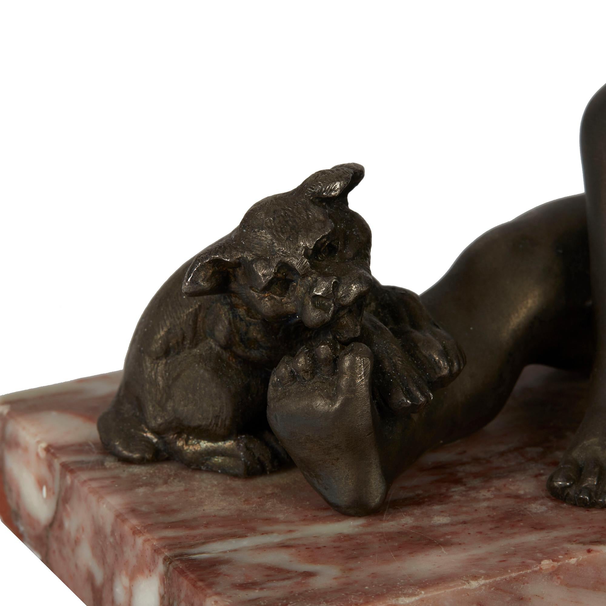 Art Deco Pair of Boy and Puppy Metal Bookends, 1930s 1
