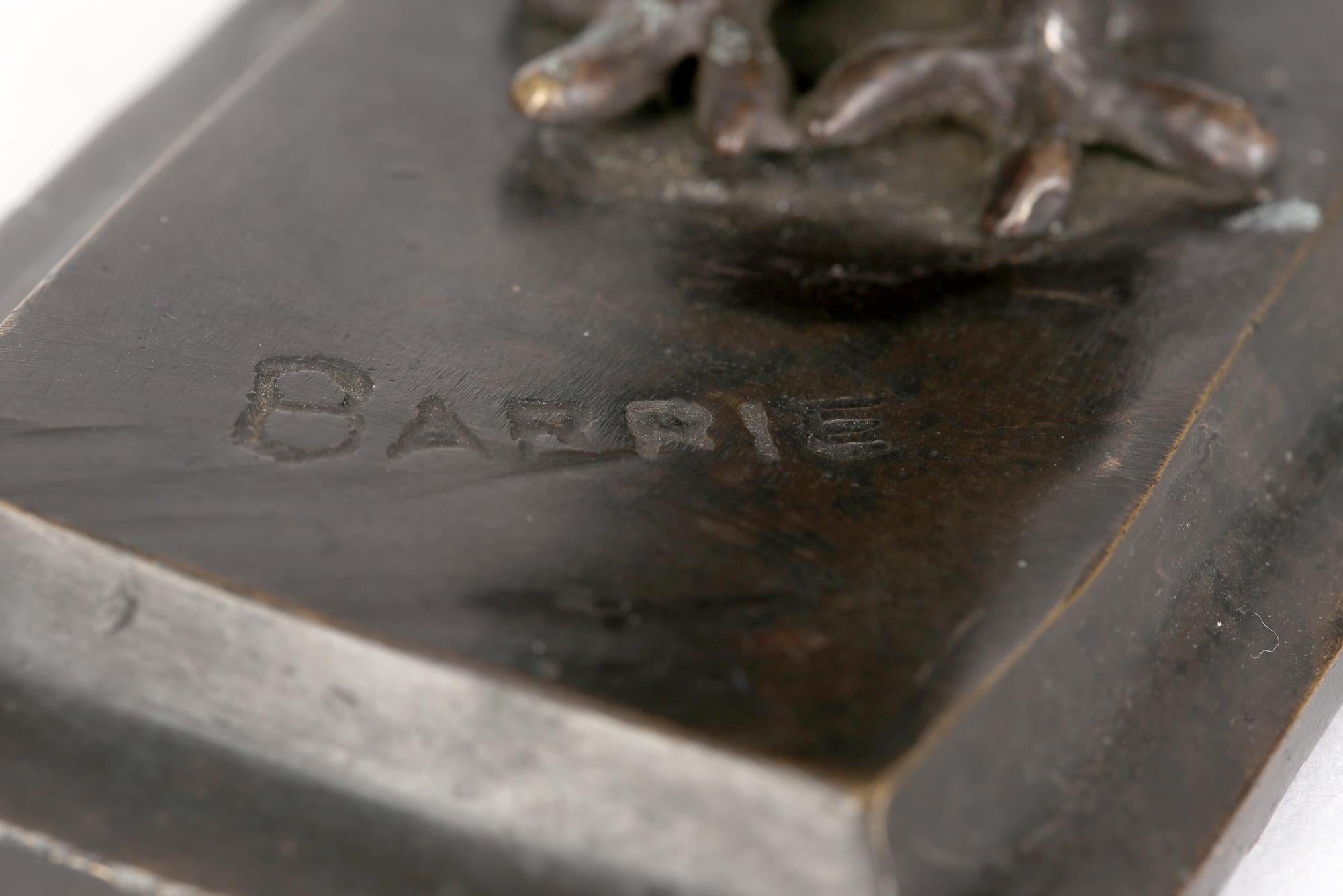 Art Deco Pair Bronze Owl Candlesticks Signed Barrie 8
