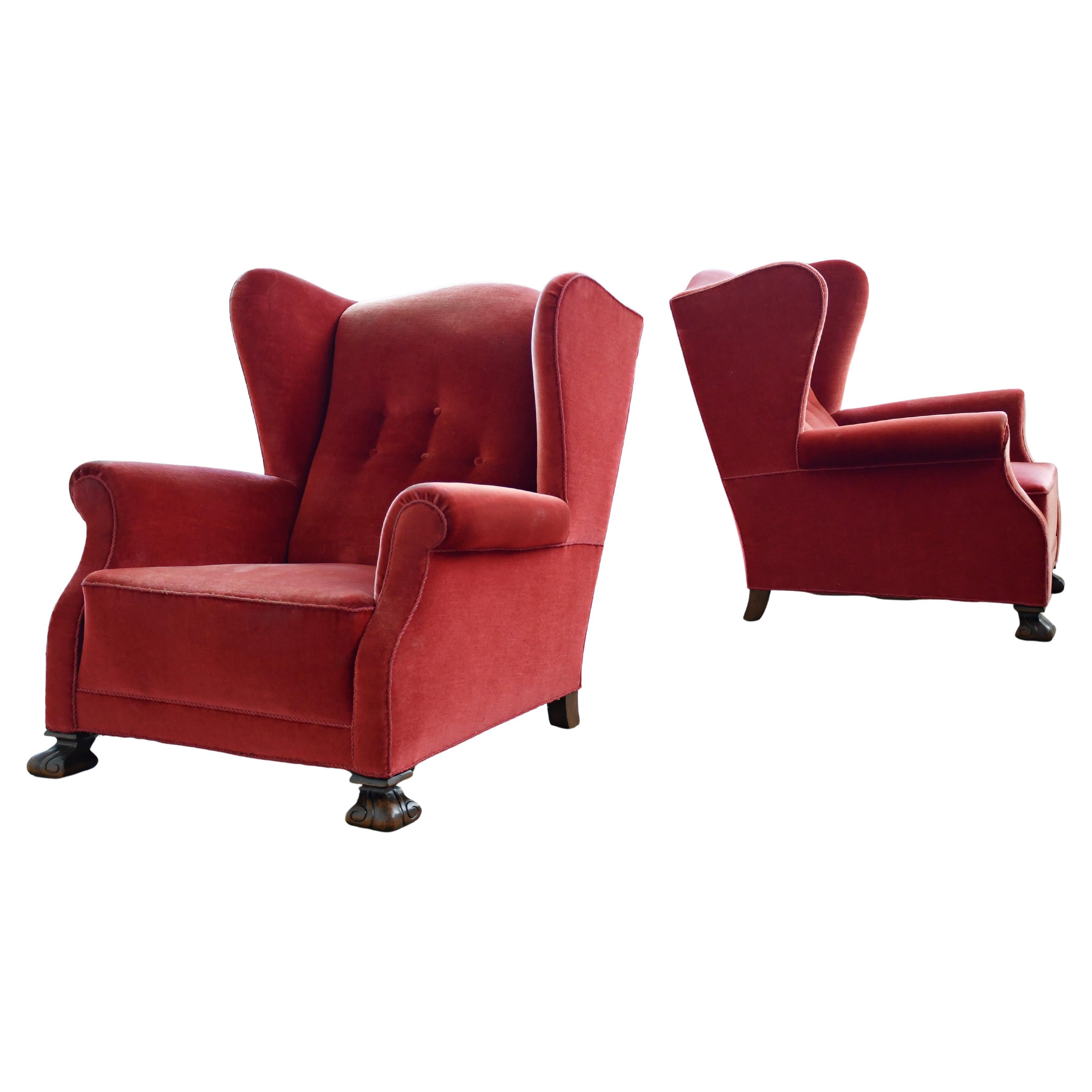 Art Deco Pair Danish Lounge or Club Chair, 1940s
