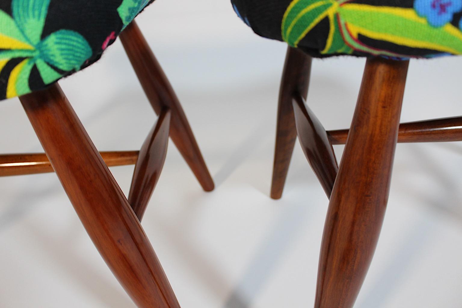 Art Deco Coppia Duo Josef Frank Ciliegio Nero Tessuto Floreale c. 1928 Vienna in vendita 11