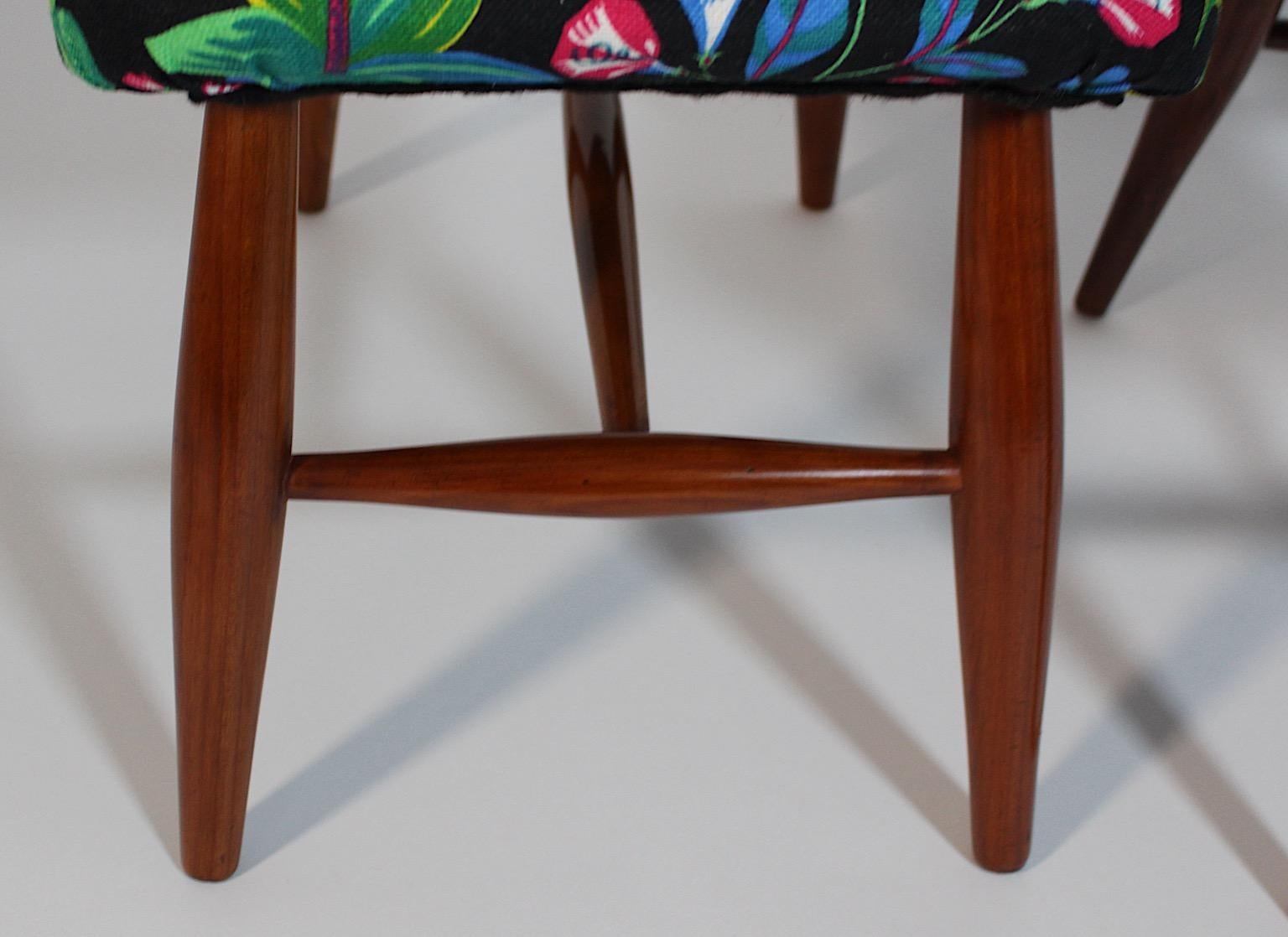 Inizio XX secolo Art Deco Coppia Duo Josef Frank Ciliegio Nero Tessuto Floreale c. 1928 Vienna in vendita