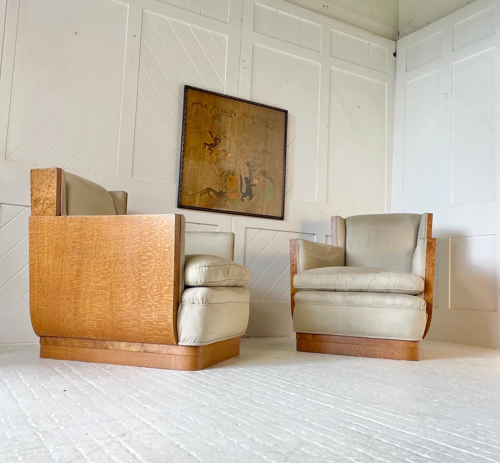 English Art Deco Pair of Armchairs by Waring & Gillow