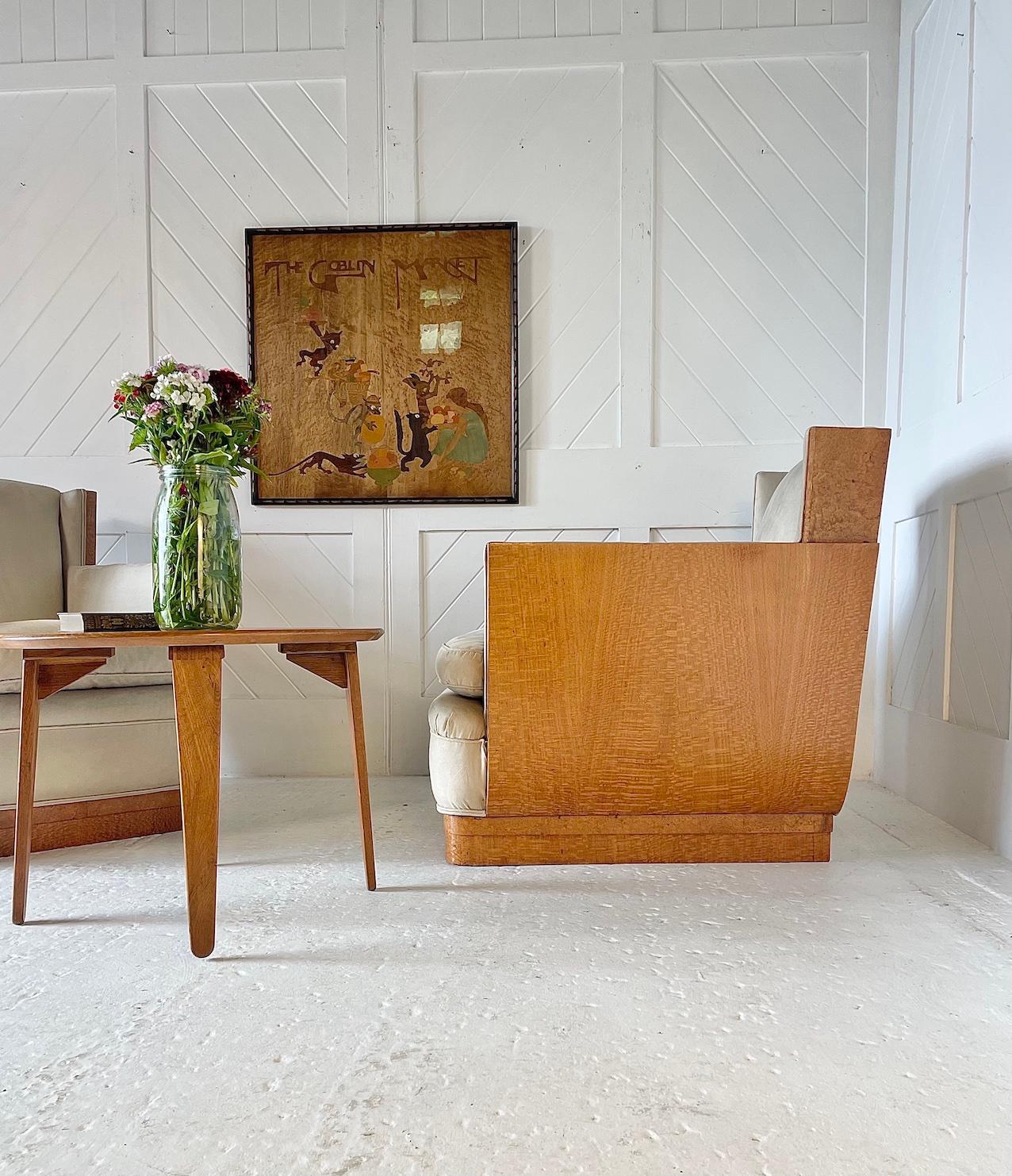 Oak Art Deco Pair of Armchairs by Waring & Gillow