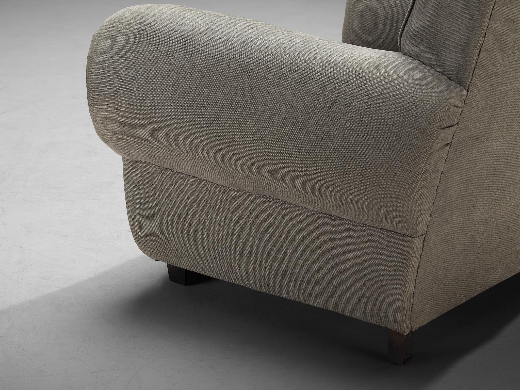 Art Deco Pair of Armchairs in Earthy Grey Fabric en vente 2