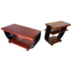 Art Deco Pair of Art Deco Three Tiered Tables by Gilbert Rohde for Brown Saltman