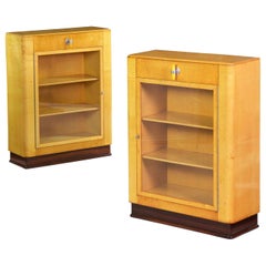 Art Deco Pair of Birch and Rosewood Bookcase Cabinets, circa 1930