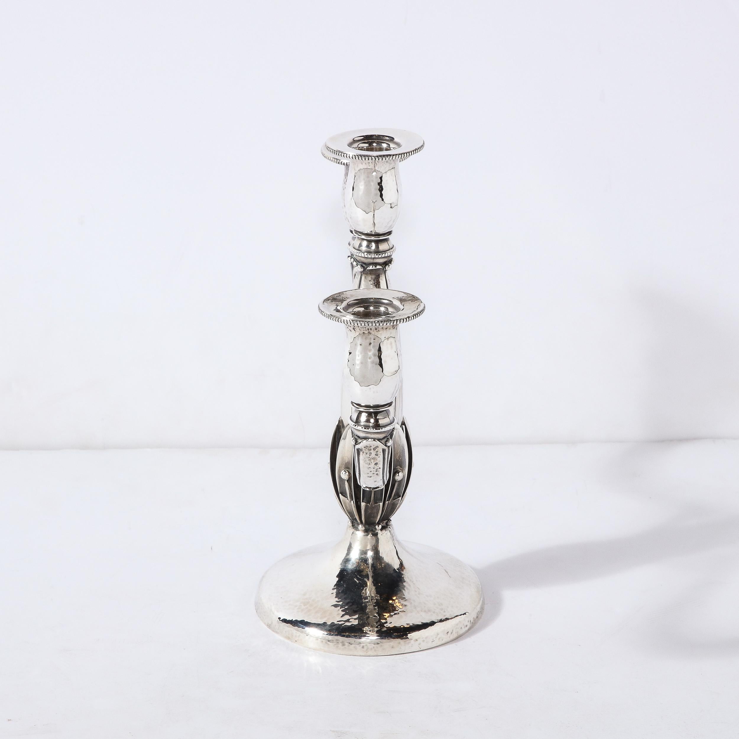 Paire de candélabres Art Déco en forme de pétale en argent sterling noir, Starr & Gorham en vente 3
