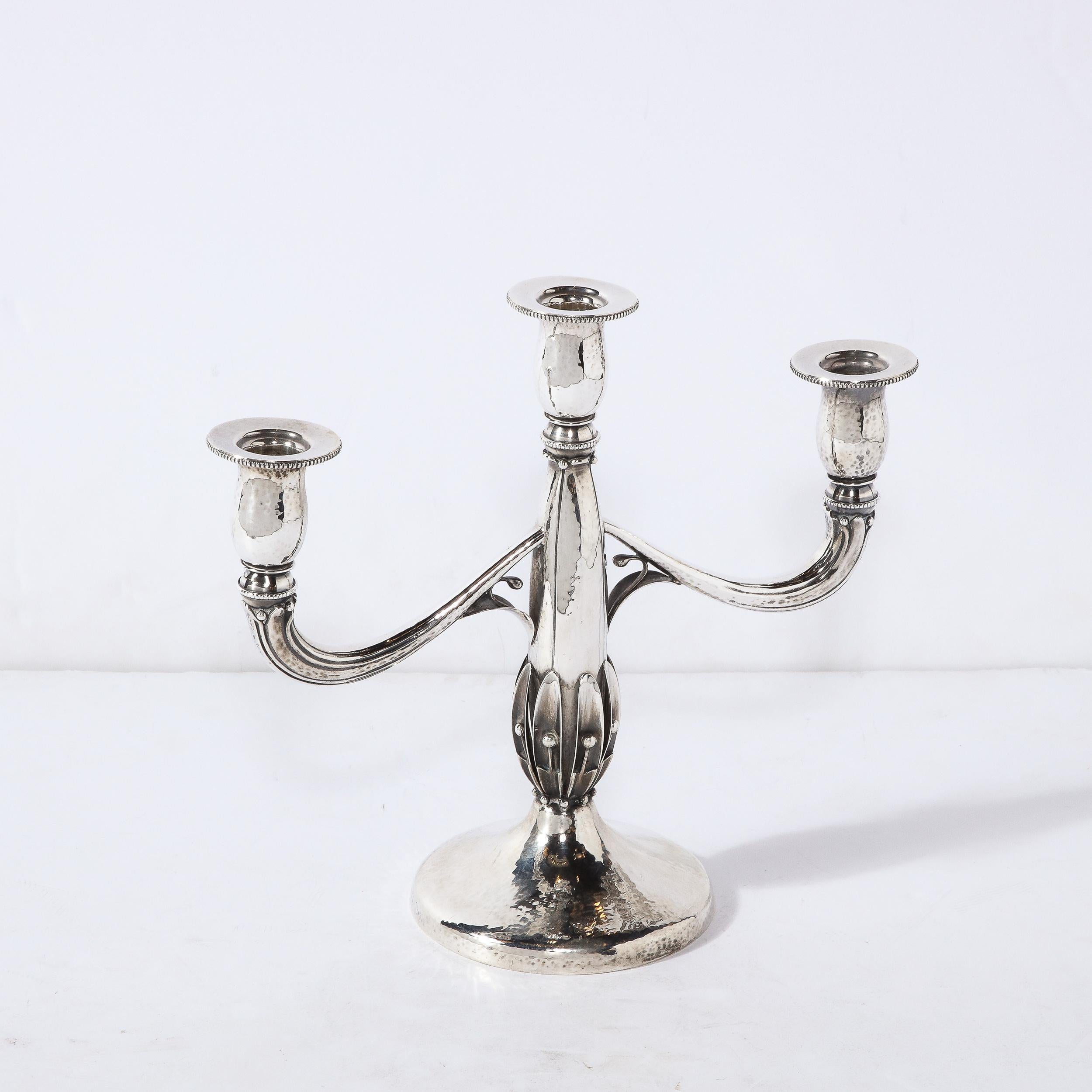 Art Deco Pair of Black, Starr & Gorham Sterling Silver Petal Form Candelabras For Sale 5